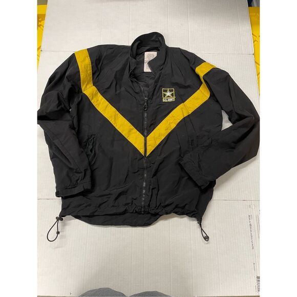 Vintage US Army Full Zip Black and Yellow Mesh Lined Windbreaker Medium Long A49 - Picture 1 of 7